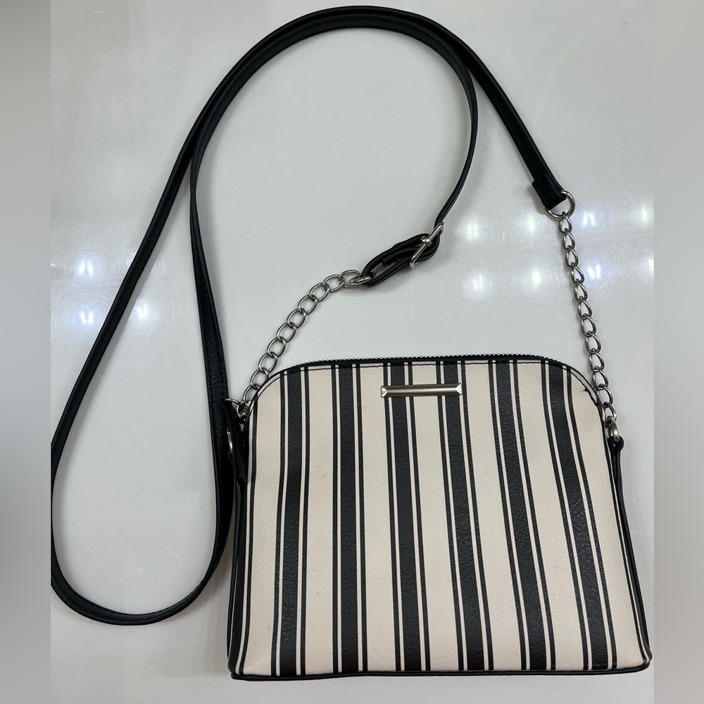 Striped Black and White Crossbody Bag